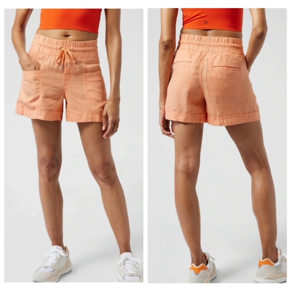 Athleta Pants - Athleta Cabo Linen 4” Shorts in Cactus Peach
